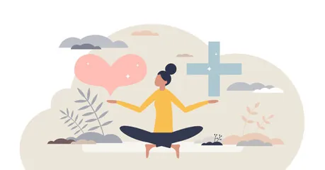 瞑想する人物のイラスト。生き方と働き方を重ねて考えるZ世代の価値観を表現