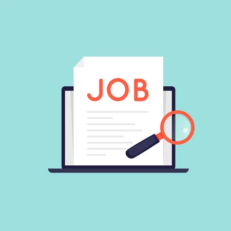 JOB の文字と虫眼鏡のイラストによる就職・求人のイメージ